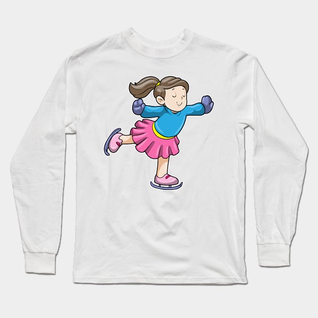 Girl at Ice skating with Gloves Long Sleeve T-Shirt by Markus Schnabel